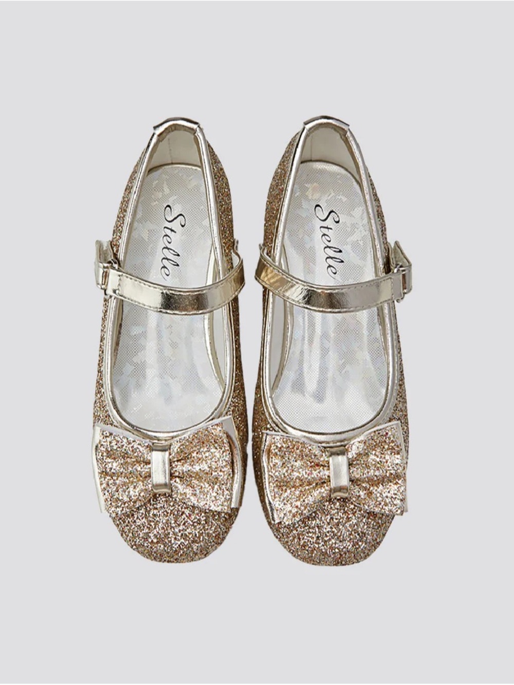 Girls Sparkle Bow Mary Jane Dress Shoes in Gold - Picture 3 of 5